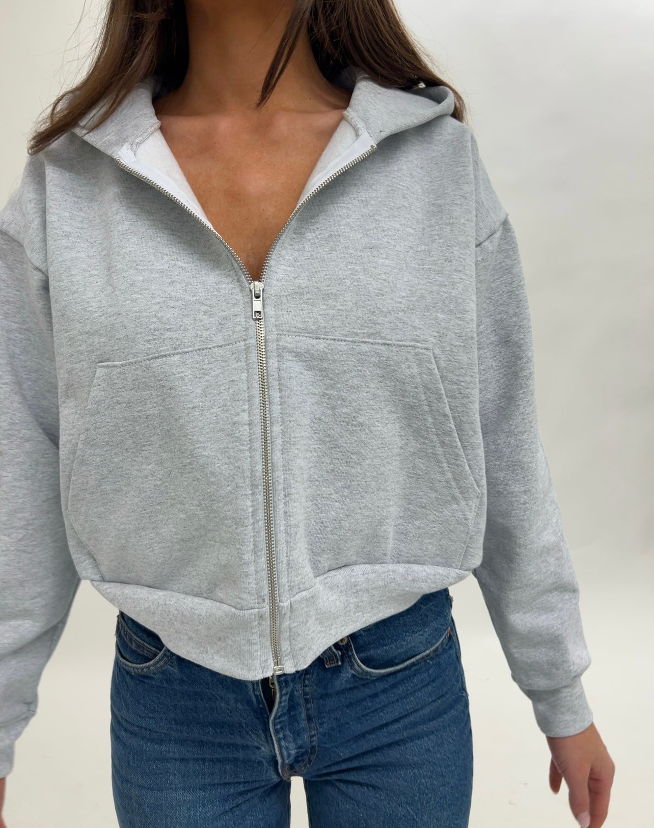 Jordan Zip Up Hoodie Sweatshirt Cropped Length